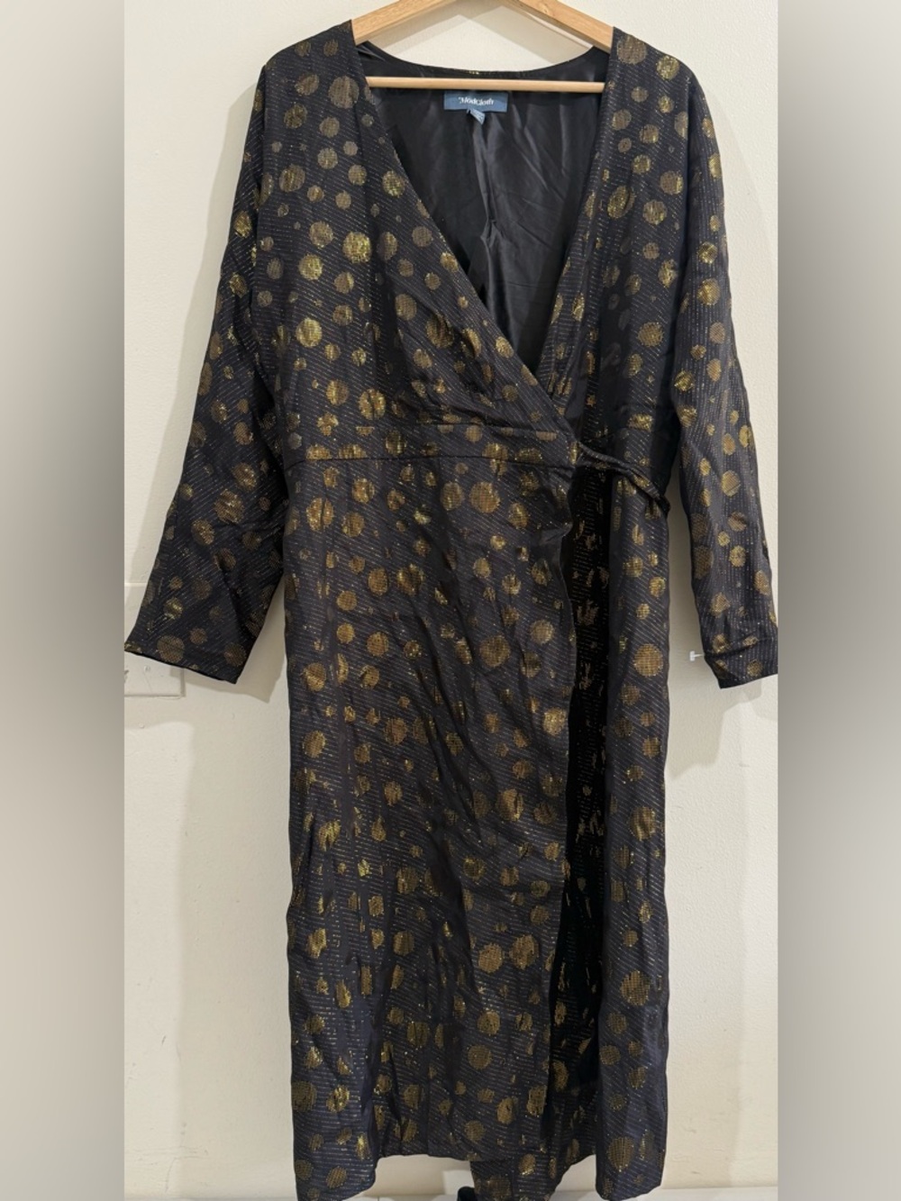 ModCloth Black Dress with Gold Foil Dot Print